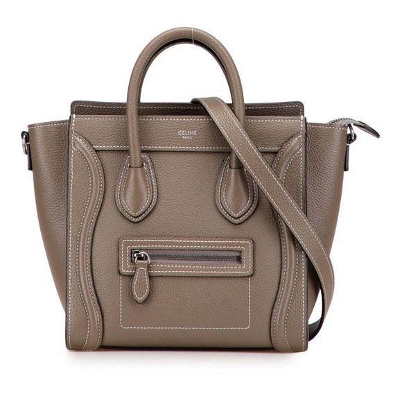 Celine Luggage Nano Shopper Handbag Shoulder Bag 2WAY Glaze Leather Women's - Picture 1 of 9